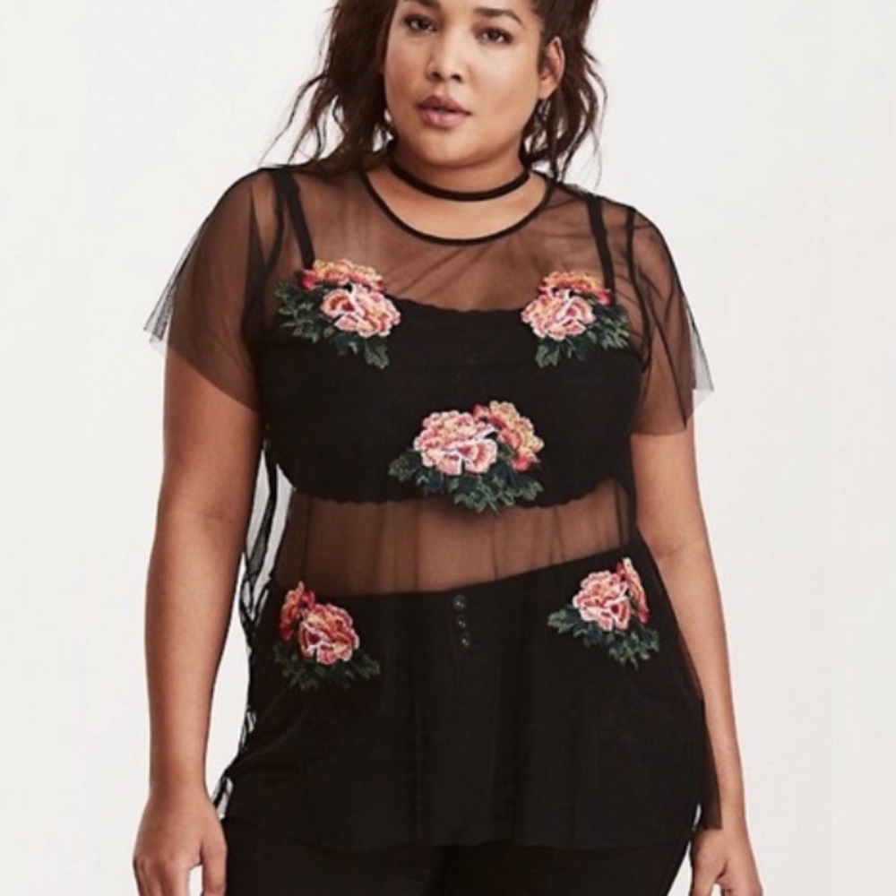 Torrid Mesh Floral Top